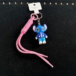 Blue and Pink Stitch Keychain